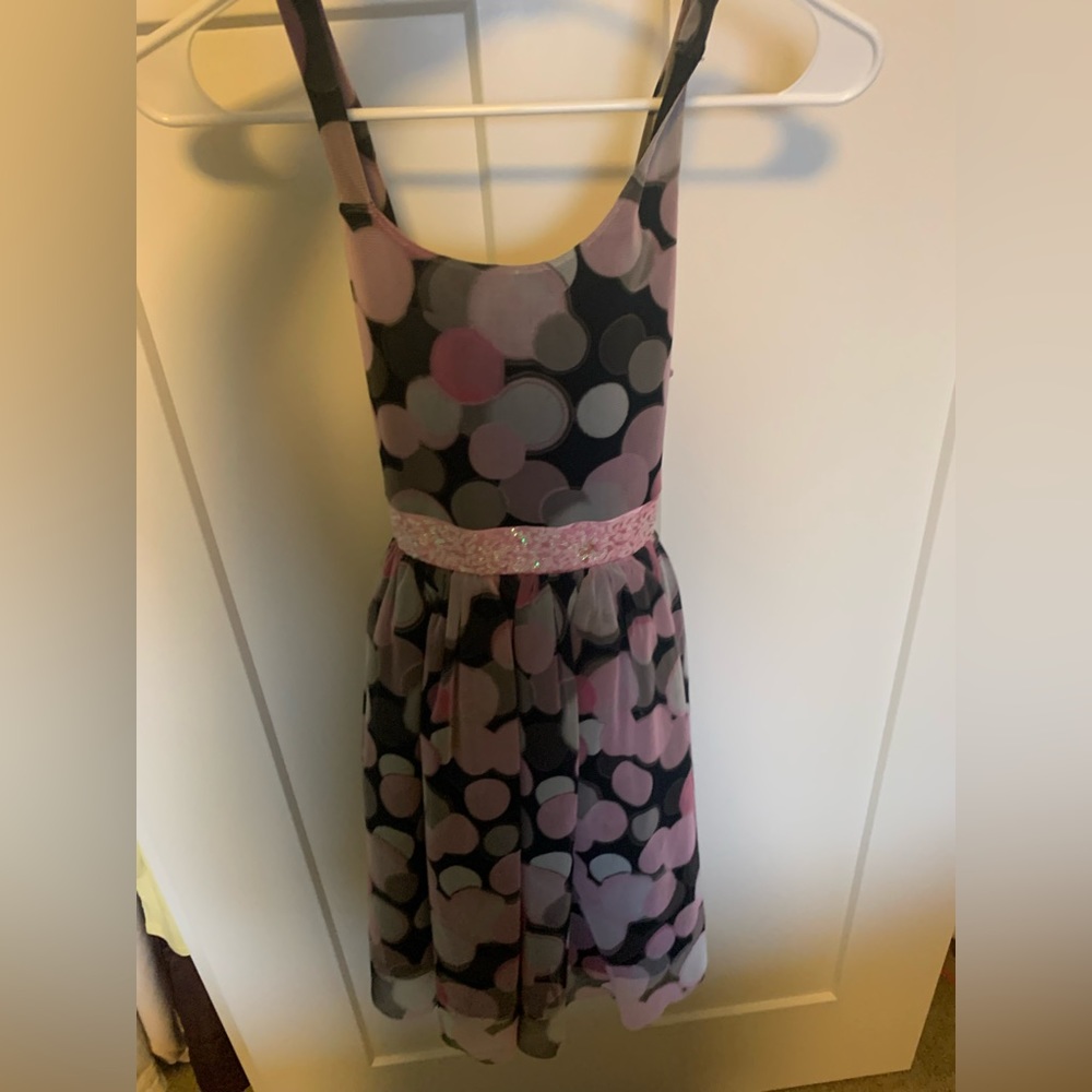 Justice Girls Pink and Black Sparkly Dress